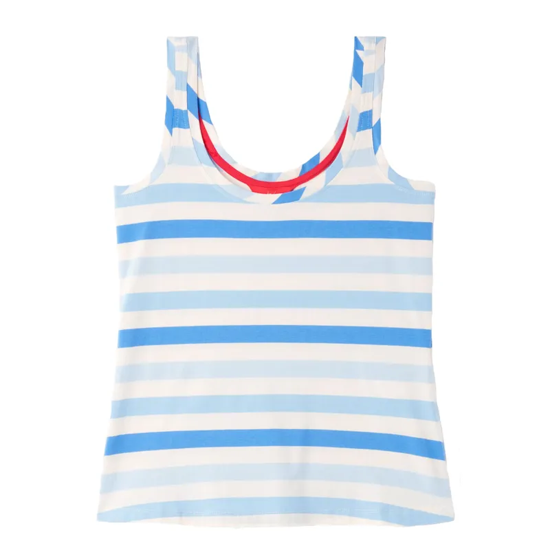 Joules Annika Stripe Scoop Neck Jersey Vest - Cream Blue Stripe